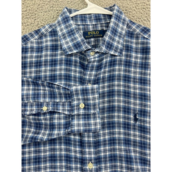 POLO‎ RALPH LAUREN Shirt Men's Large Button Up Royal Steward Tartan Plaid - Picture 1 of 16